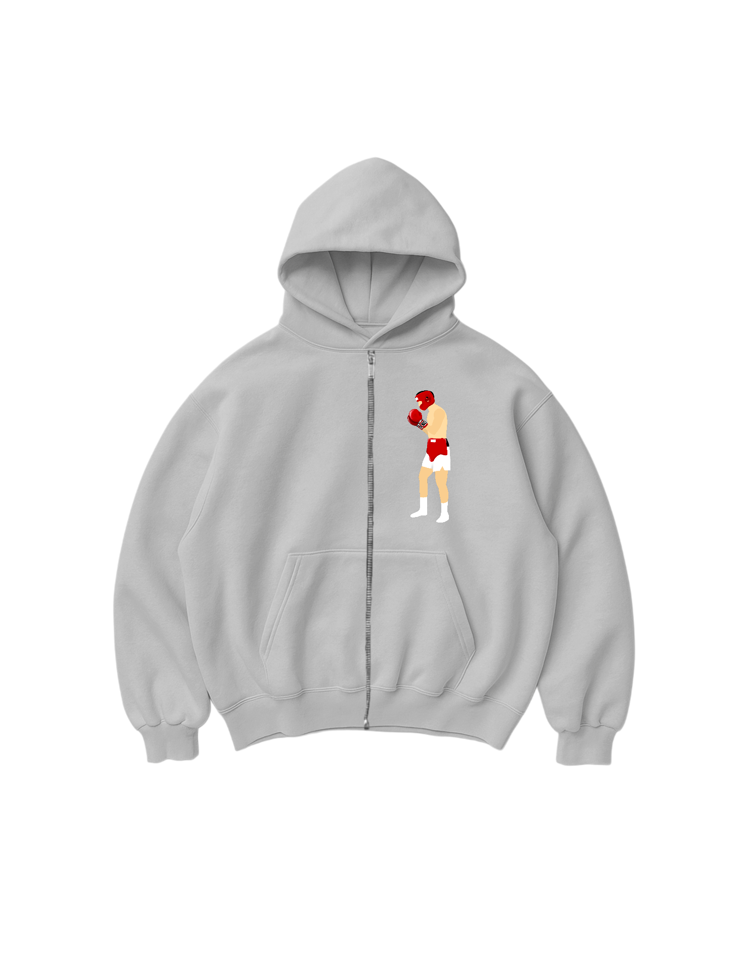 BOXING ZIP UP - GREY + RED