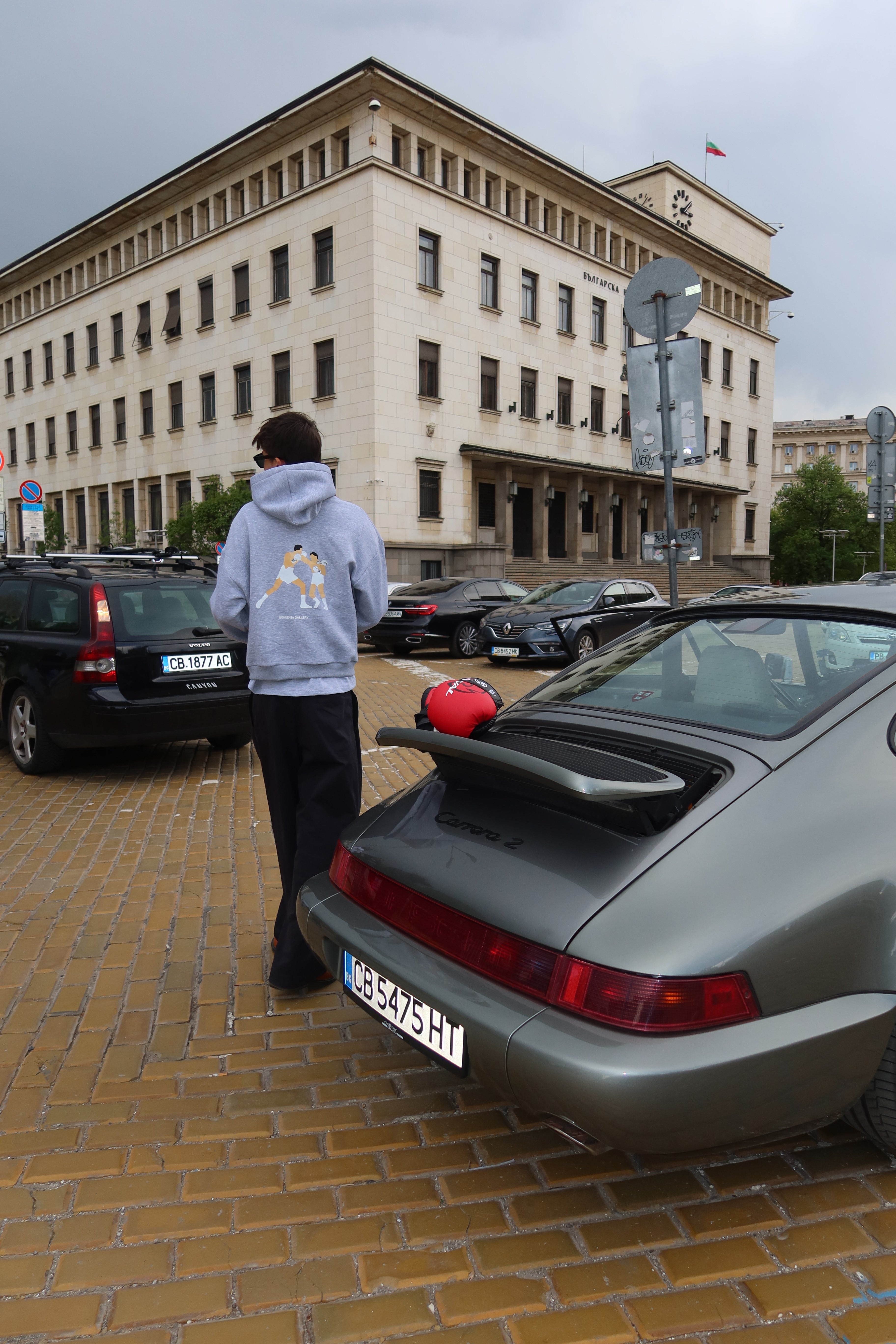 BOXING ZIP UP - GREY & WHITE